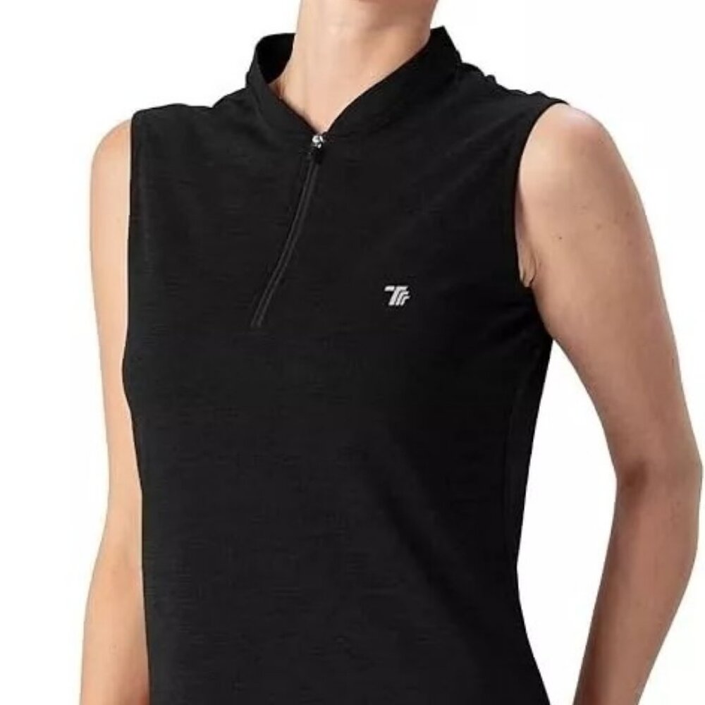 Gopune Women's Sleeveless Golf Shirts Quick Dry Zipper Collarless Activewear